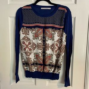 Blue Patterned Sweater Top